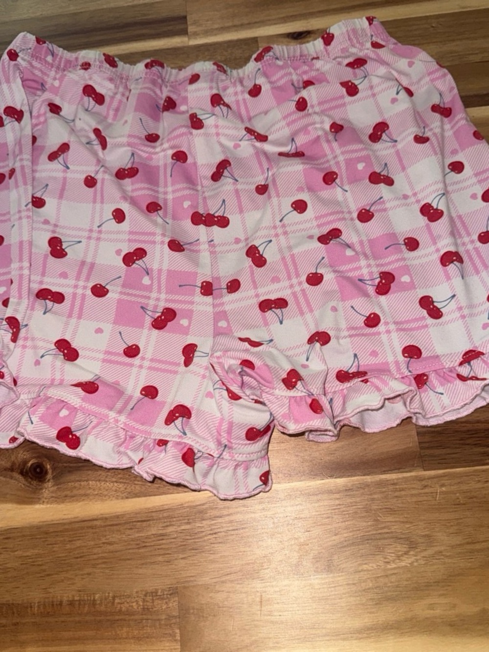 Pink Cherry Plaid Short Pajama Set - Women's Sleepwear - Picture 6 of 6